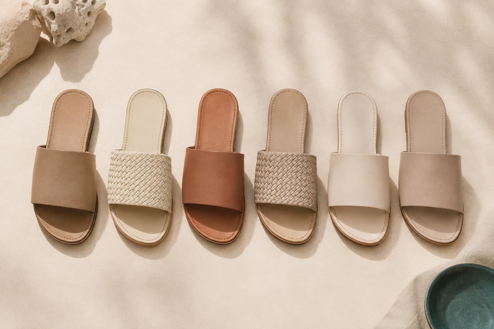 Slides — One band across the forefoot. The whole fit question comes down to how wide that band is.