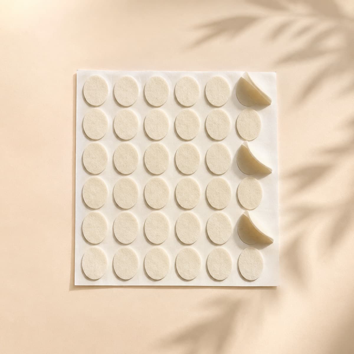 Anti-Rub Pads, photographed from above against a sand-beige background